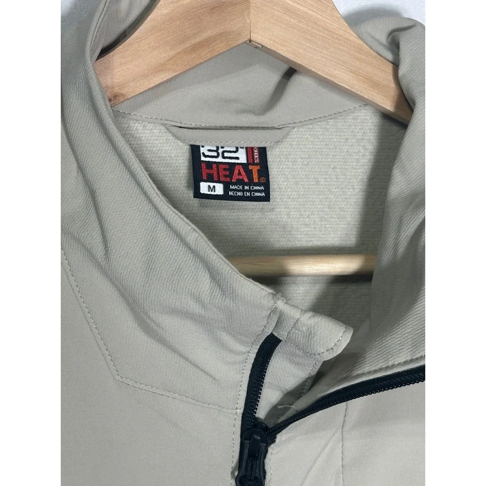 32 Degrees Heat Mens Softshell Jacket Tan Beige Full Zip Mock Neck Size Medium